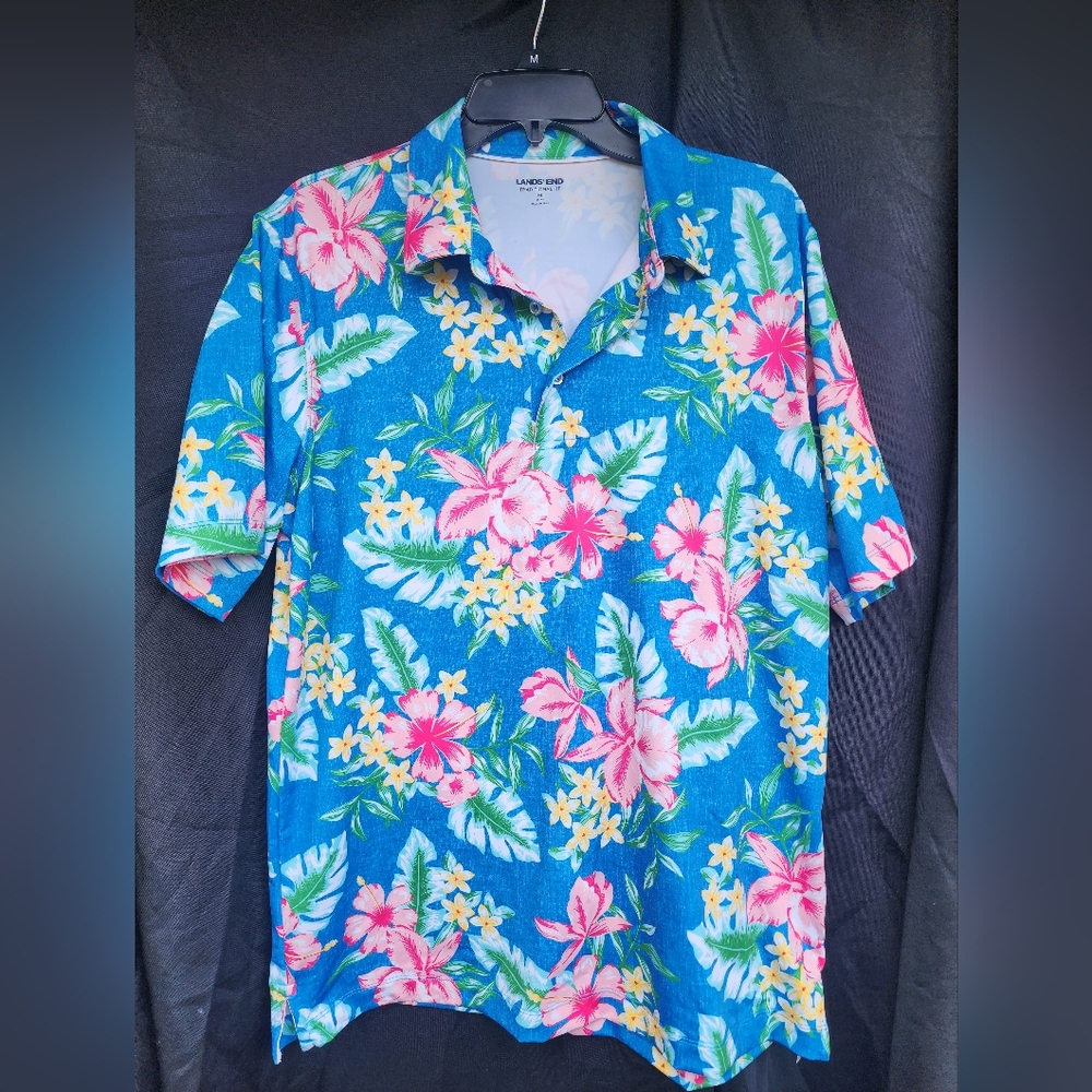 Mens Lands' End Polo Hawaiian shirt